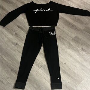 PINK Victoria's Secret woman’s  Black Sweatpants and  matching sweater